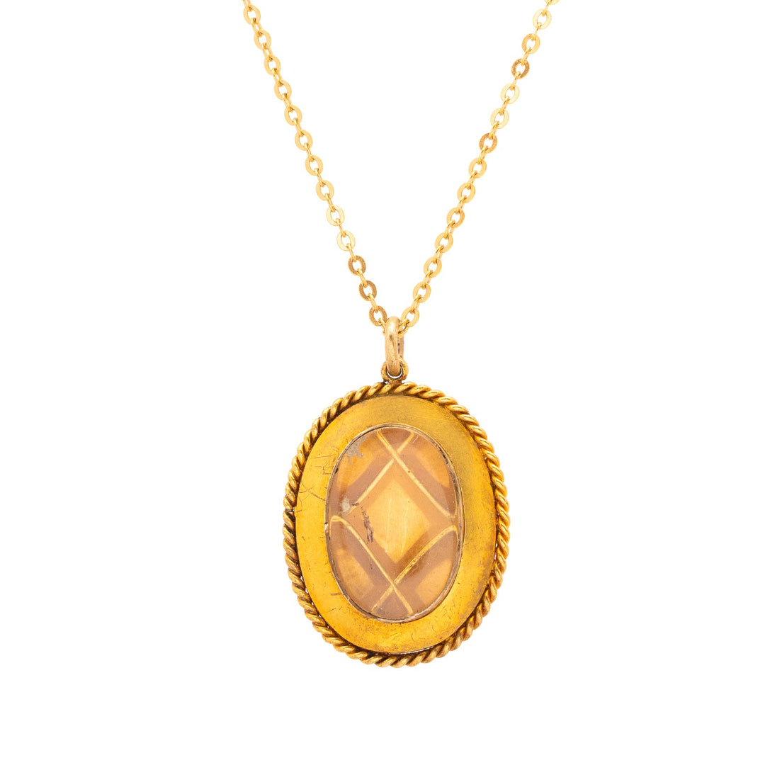 Victorian Turquoise And 14k Yellow Gold Open Back Locket