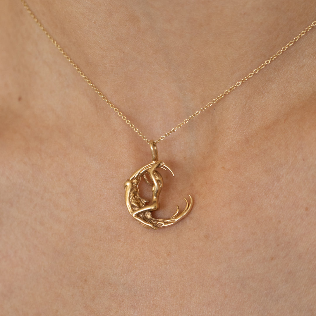 Woman And The Moon 14K Gold Charm