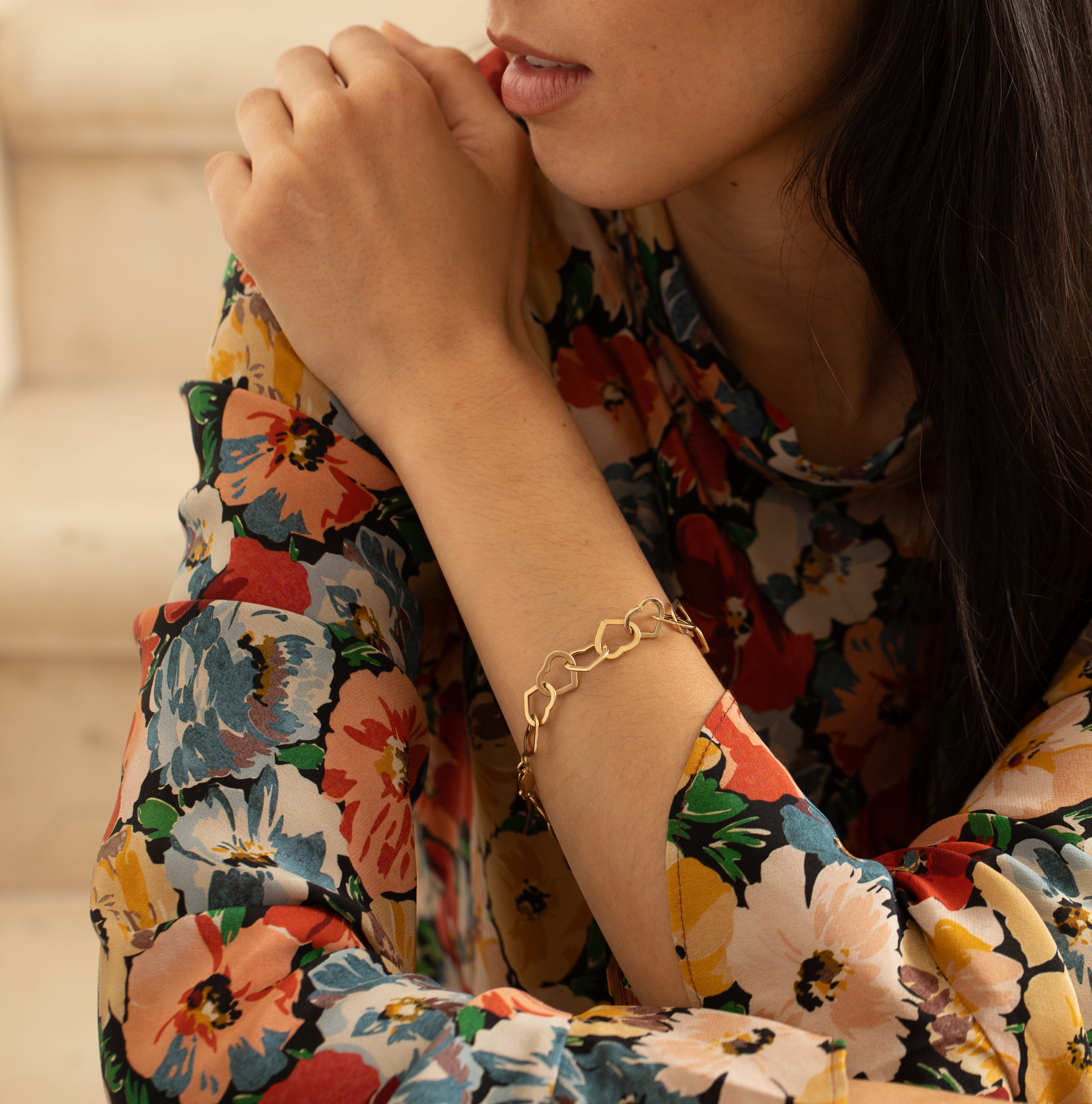Open Heart Link 14K Gold Bracelet