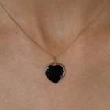 Heart Shaped Onyx and 14K Gold Charm