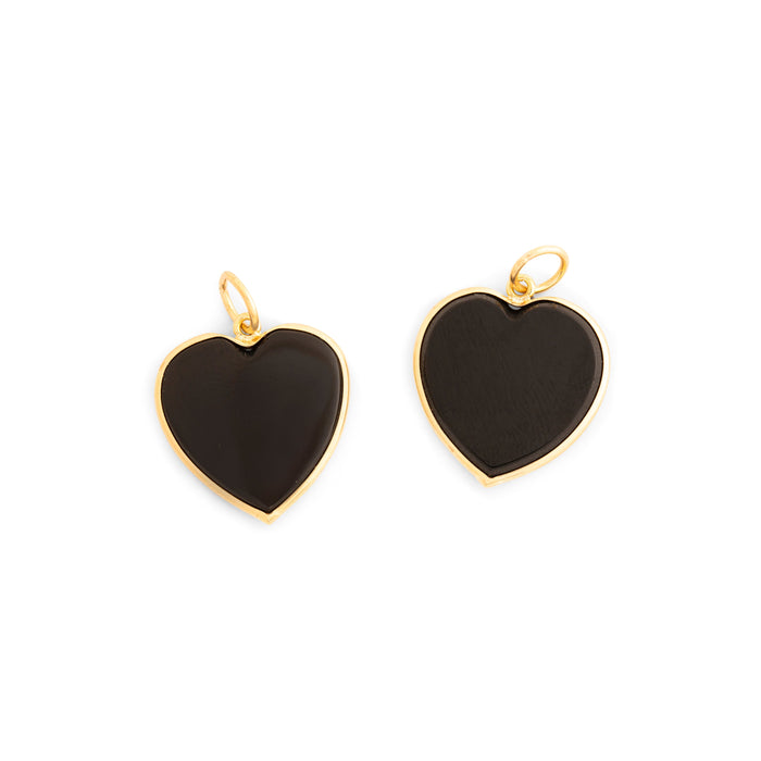 Heart Shaped Onyx and 14K Gold Charm