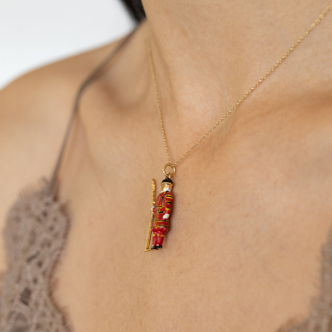 English Beefeater 9k Gold And Enamel Charm