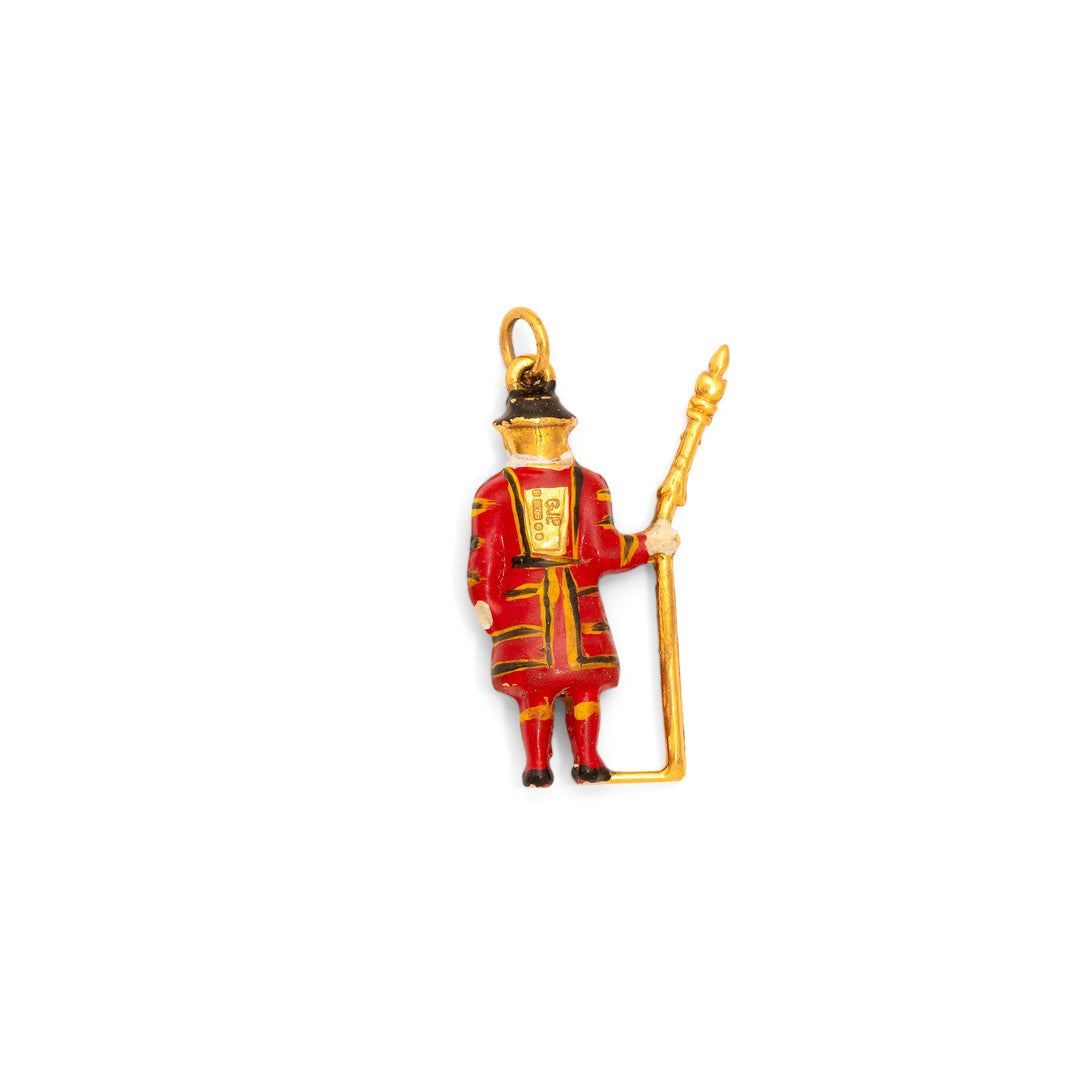 English Beefeater 9k Gold And Enamel Charm