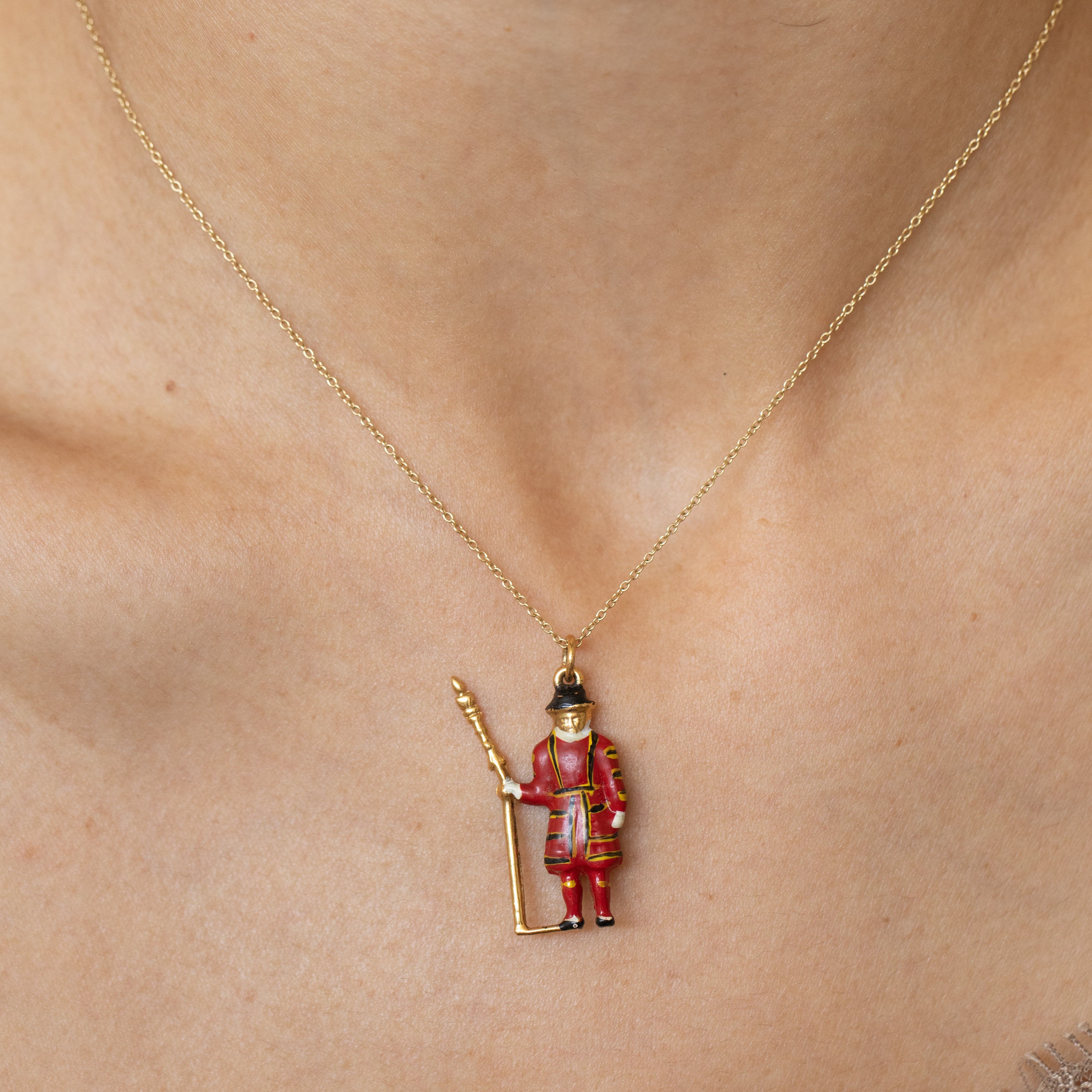 English Beefeater 9k Gold And Enamel Charm