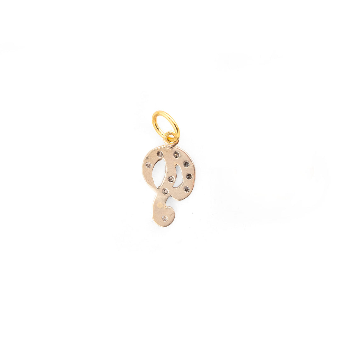 Letter "P" Diamond And 14k Gold Charm