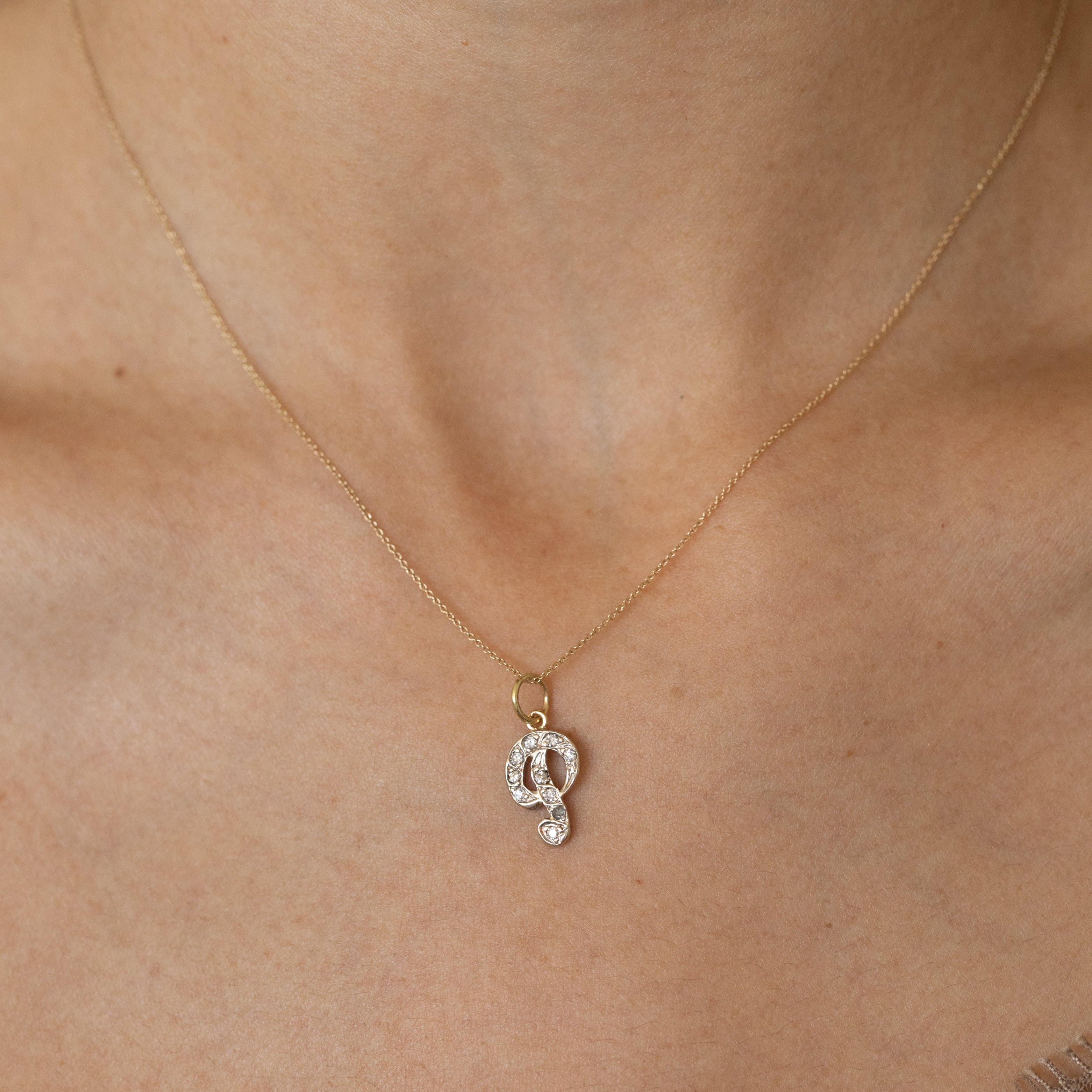 Letter "P" Diamond And 14k Gold Charm