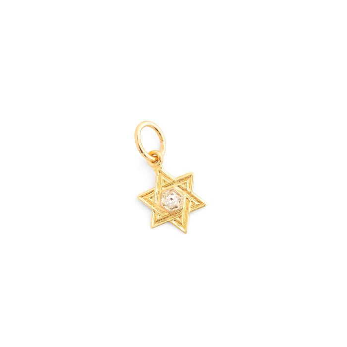 Star of David Diamond and 14k Gold Charm