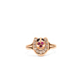 Victorian Diamond, Garnet, and 10K Gold Horseshoe Ring