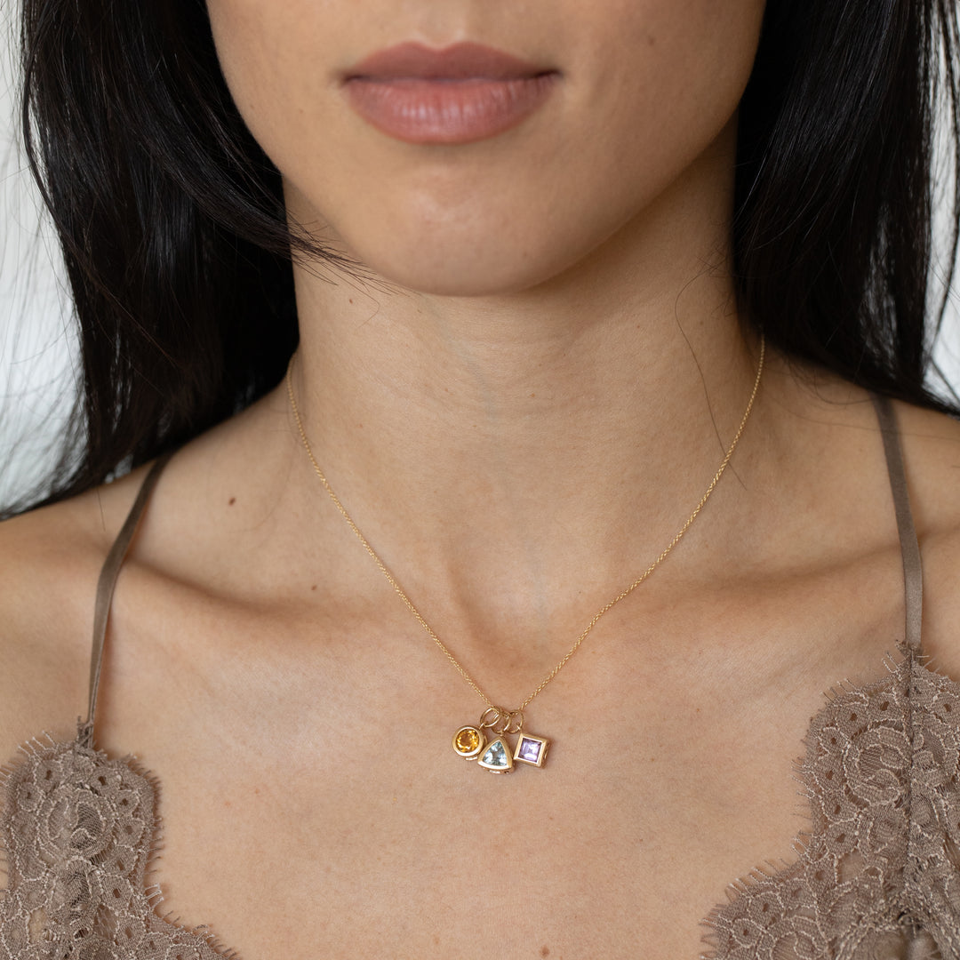 Trio of Glass Stone and 14K Gold Charms