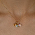 Trio of Glass Stone and 14K Gold Charms
