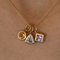 Trio of Glass Stone and 14K Gold Charms