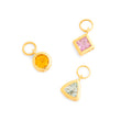 Trio of Glass Stone and 14K Gold Charms