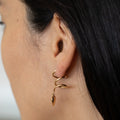 Hanging Spiral And Heart 14K Gold Earrings