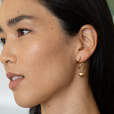 Hanging Spiral And Heart 14K Gold Earrings