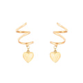 Hanging Spiral And Heart 14K Gold Earrings