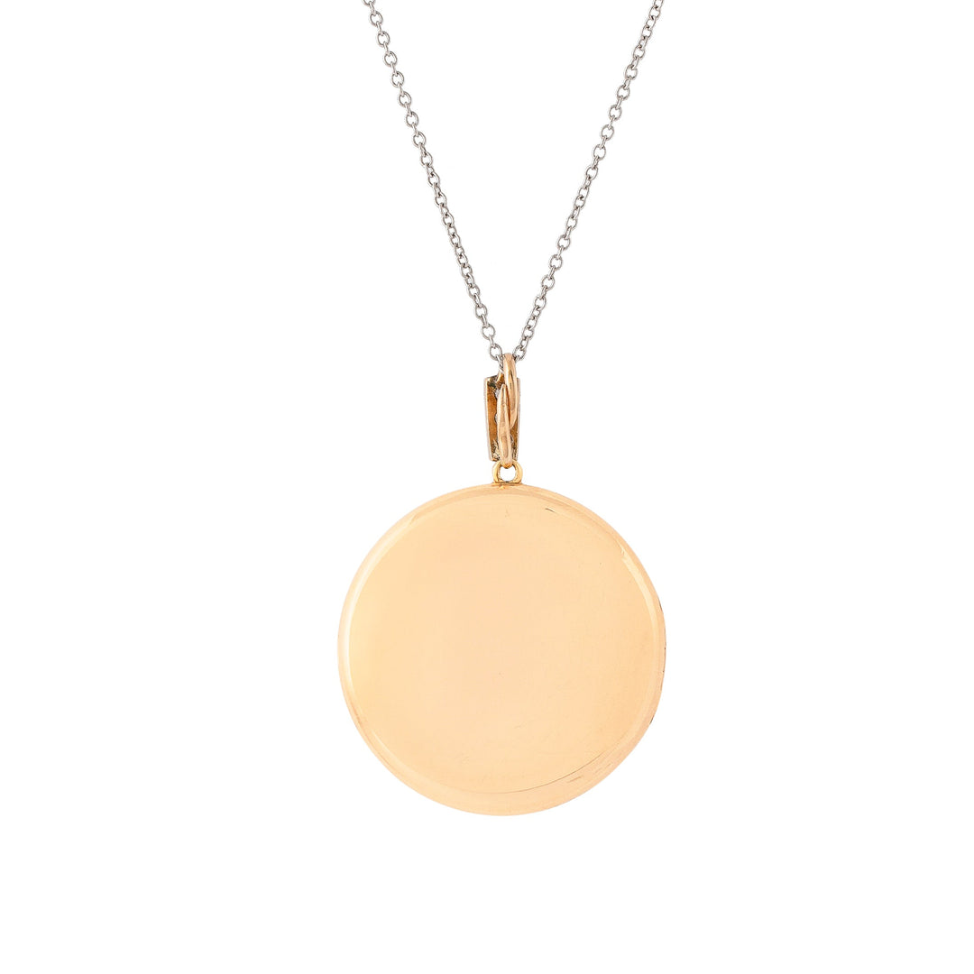 Early 20th Century Guilloche, Diamond, Pearl, Platinum, and 14K Gold Locket