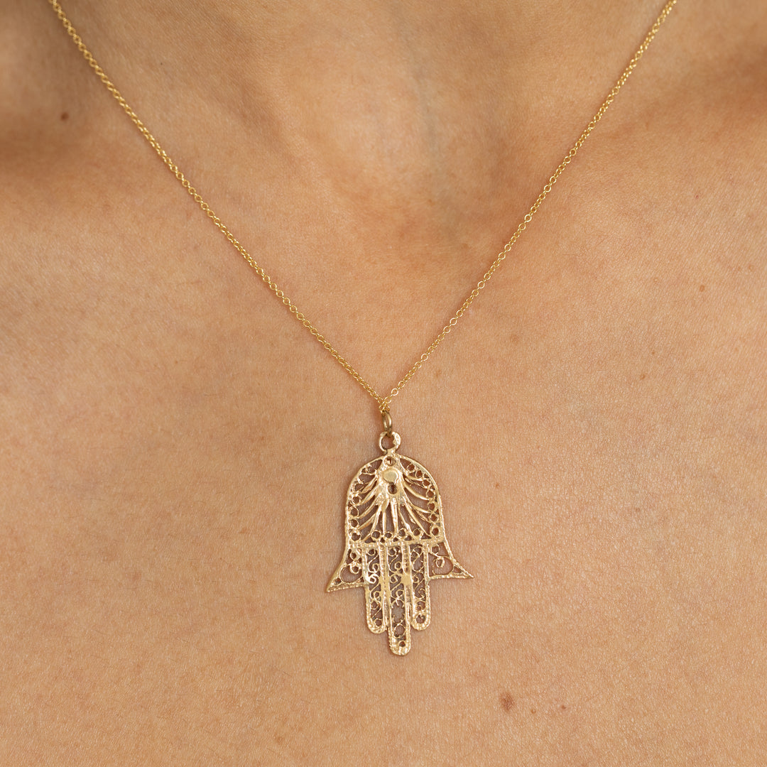 Hamsa 14k Yellow Gold Charm