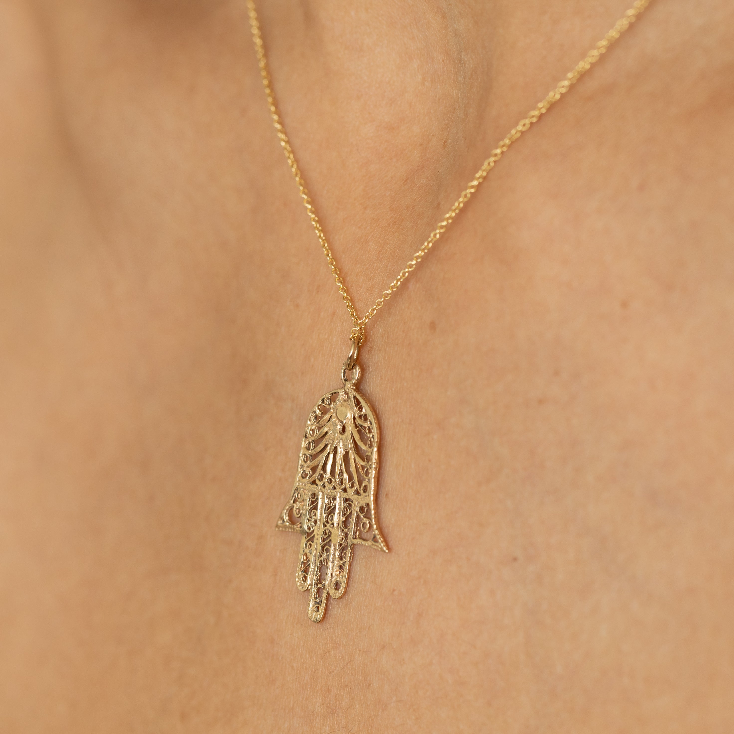 Hamsa 14k Yellow Gold Charm