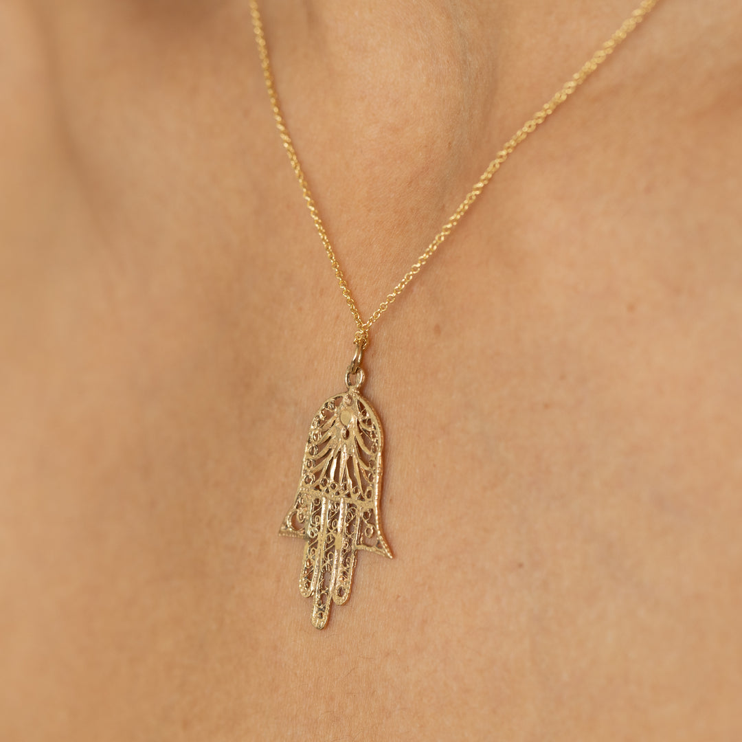 Hamsa 14k Yellow Gold Charm