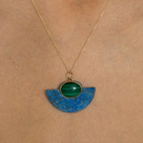 Lapis, Malachite, And 14K Gold Pendant Necklace