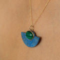 Lapis, Malachite, And 14K Gold Pendant Necklace