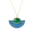Lapis, Malachite, And 14K Gold Pendant Necklace