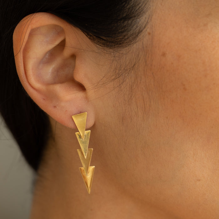 Movable 14k Gold Triangle Drop Earrings