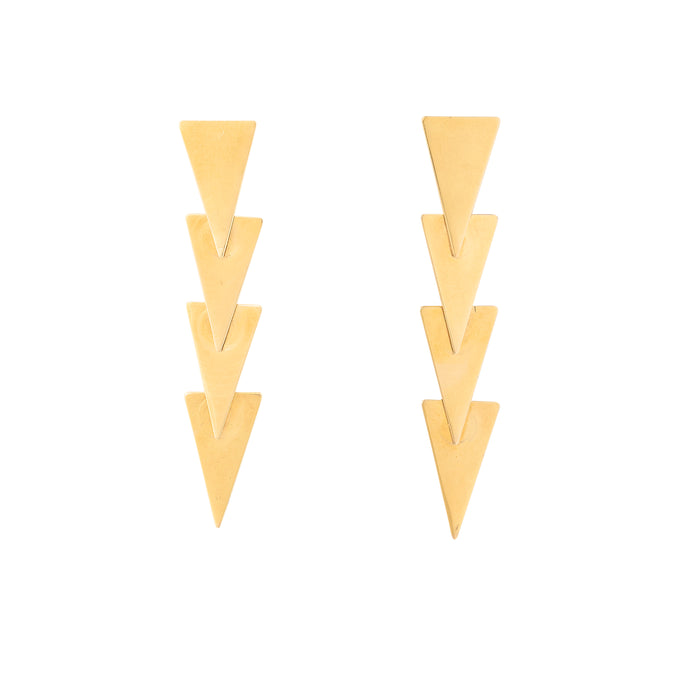 Movable 14k Gold Triangle Drop Earrings