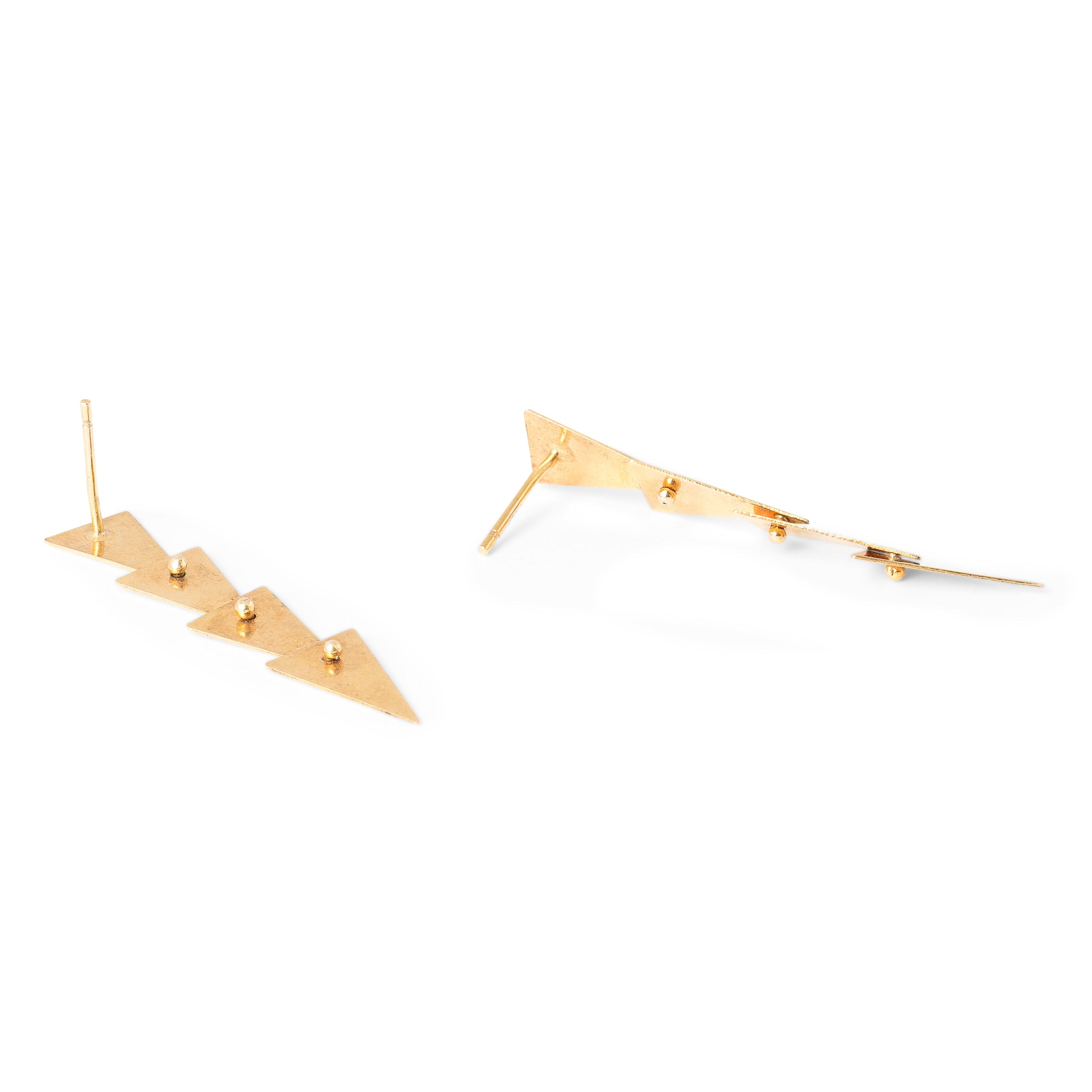 Movable 14k Gold Triangle Drop Earrings