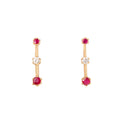 Vertical Ruby, Diamond, And 14K Gold Drop Earrings