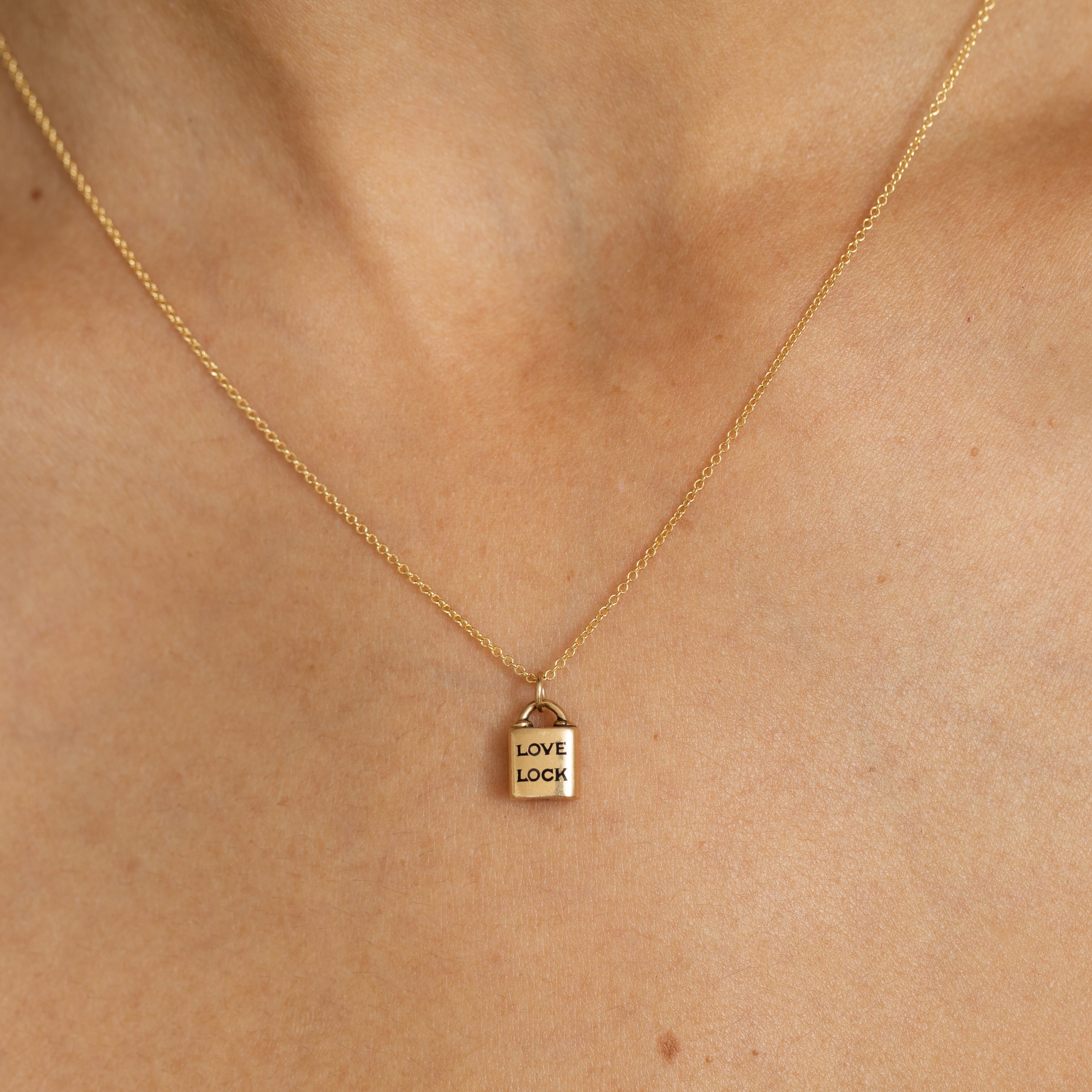 "Love Lock" 14k Gold and Enamel Charm