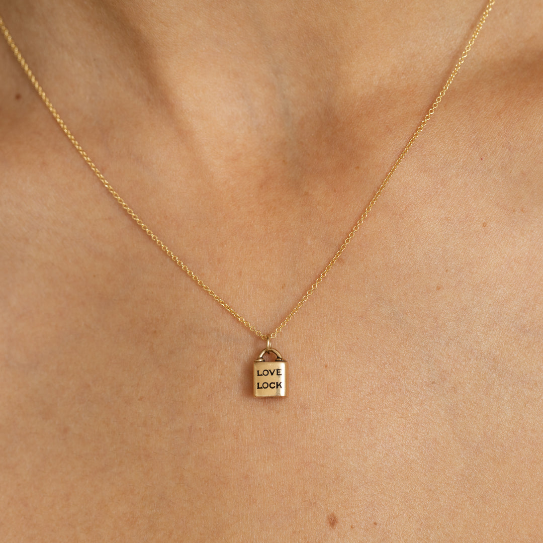 "Love Lock" 14k Gold and Enamel Charm