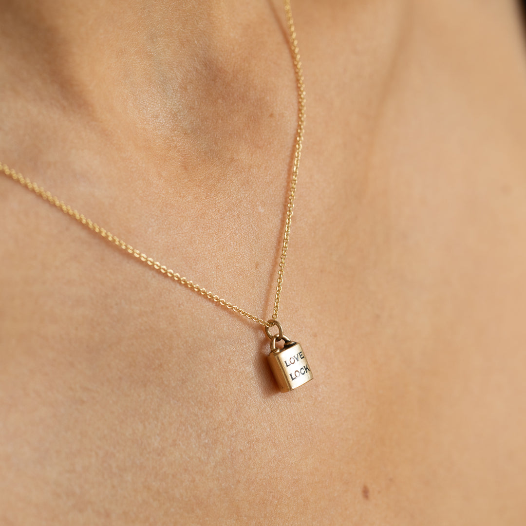"Love Lock" 14k Gold and Enamel Charm