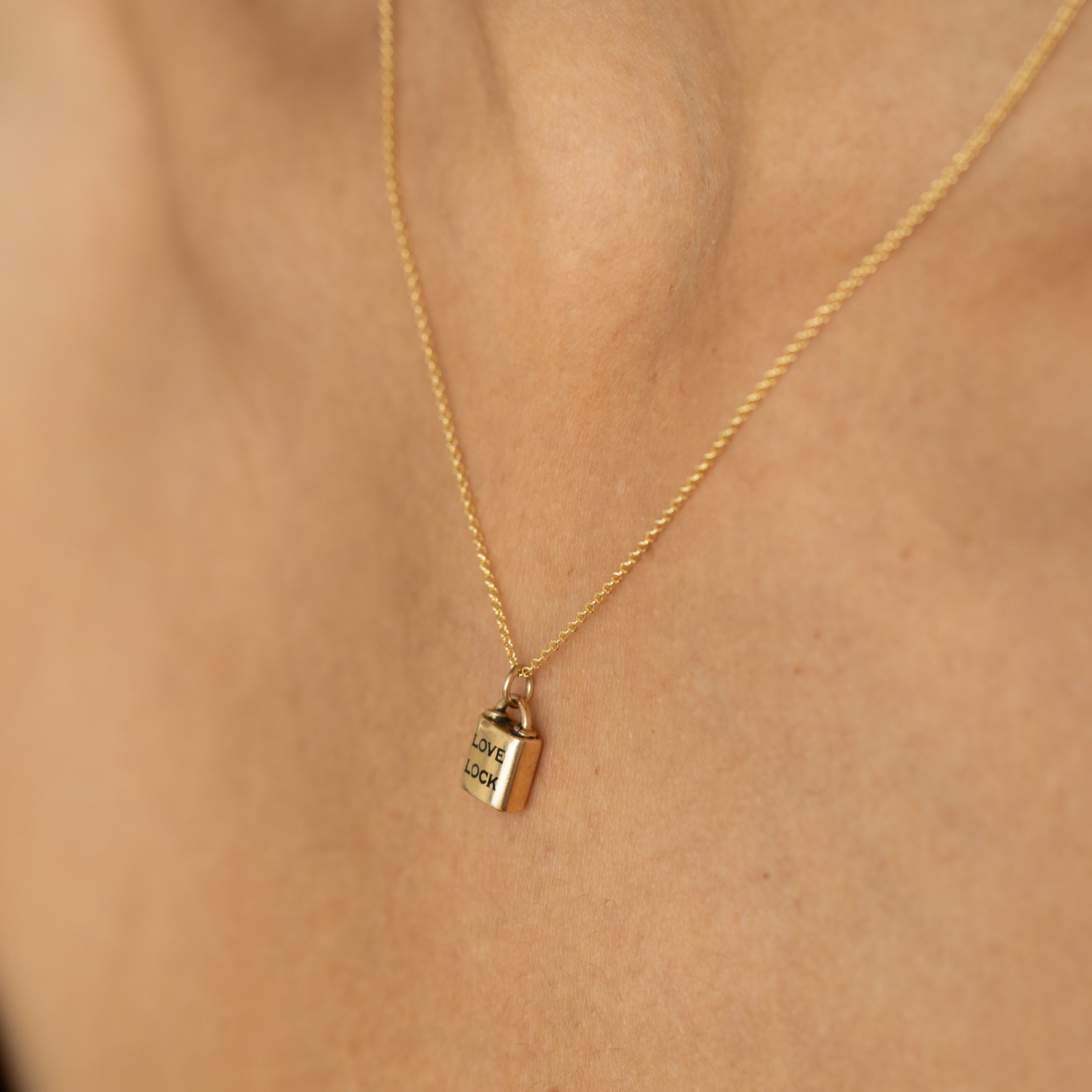 "Love Lock" 14k Gold and Enamel Charm