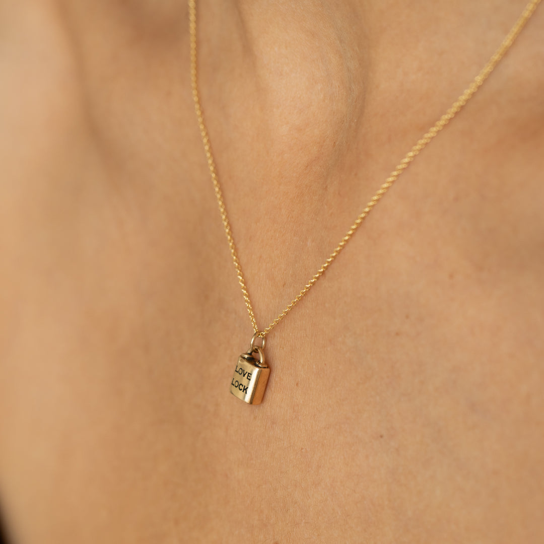 "Love Lock" 14k Gold and Enamel Charm
