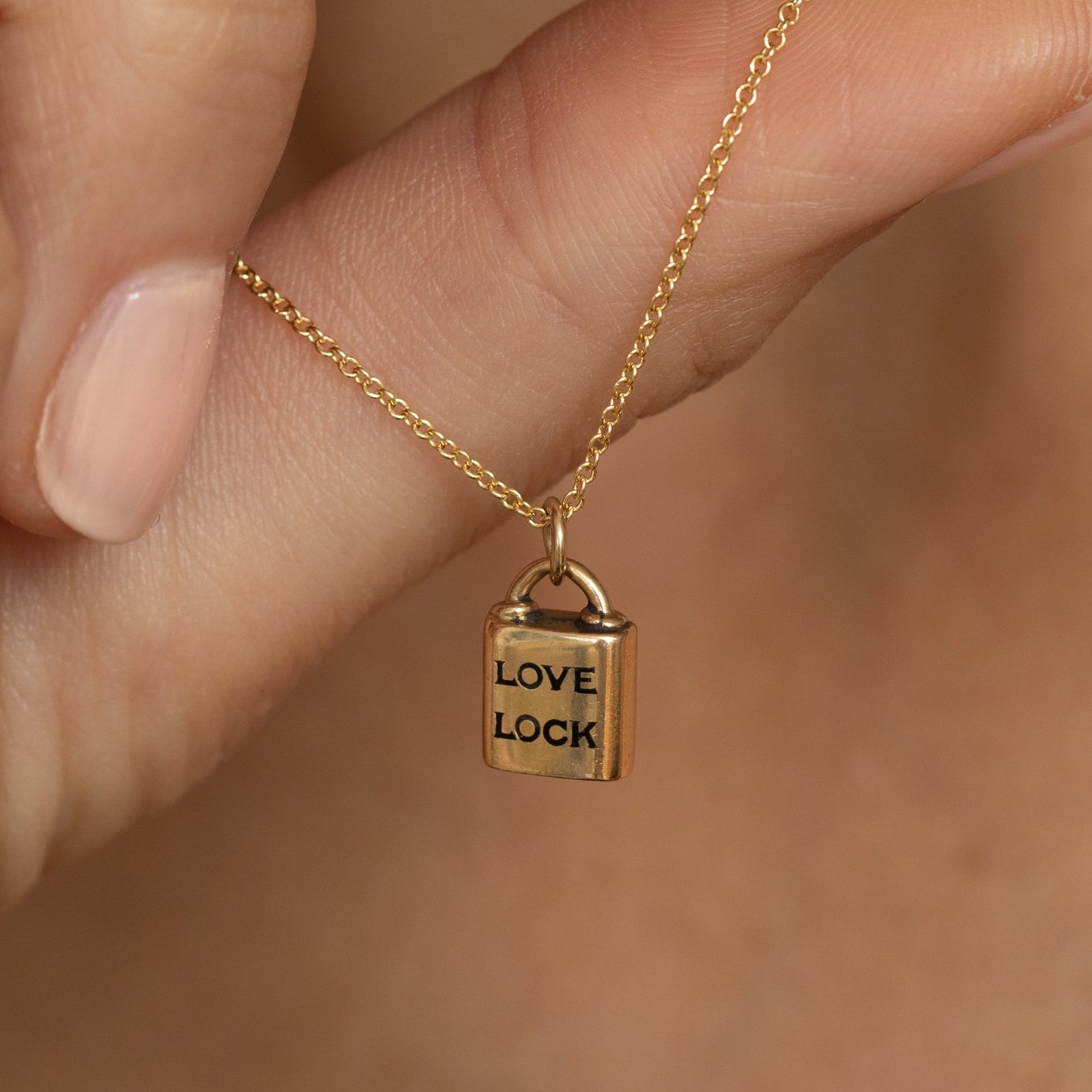"Love Lock" 14k Gold and Enamel Charm