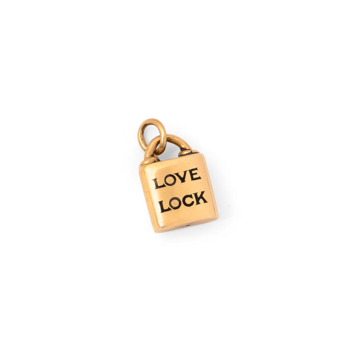 "Love Lock" 14k Gold and Enamel Charm