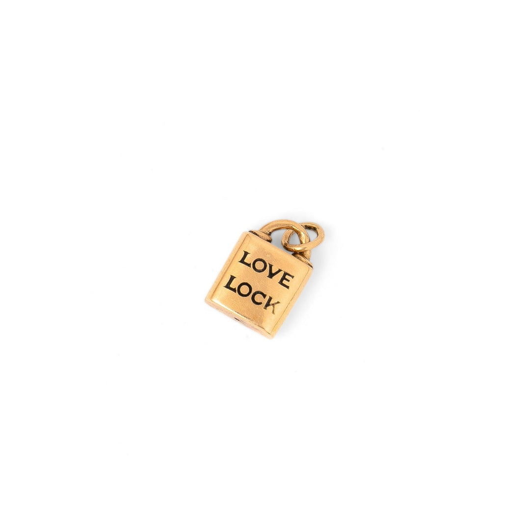 "Love Lock" 14k Gold and Enamel Charm