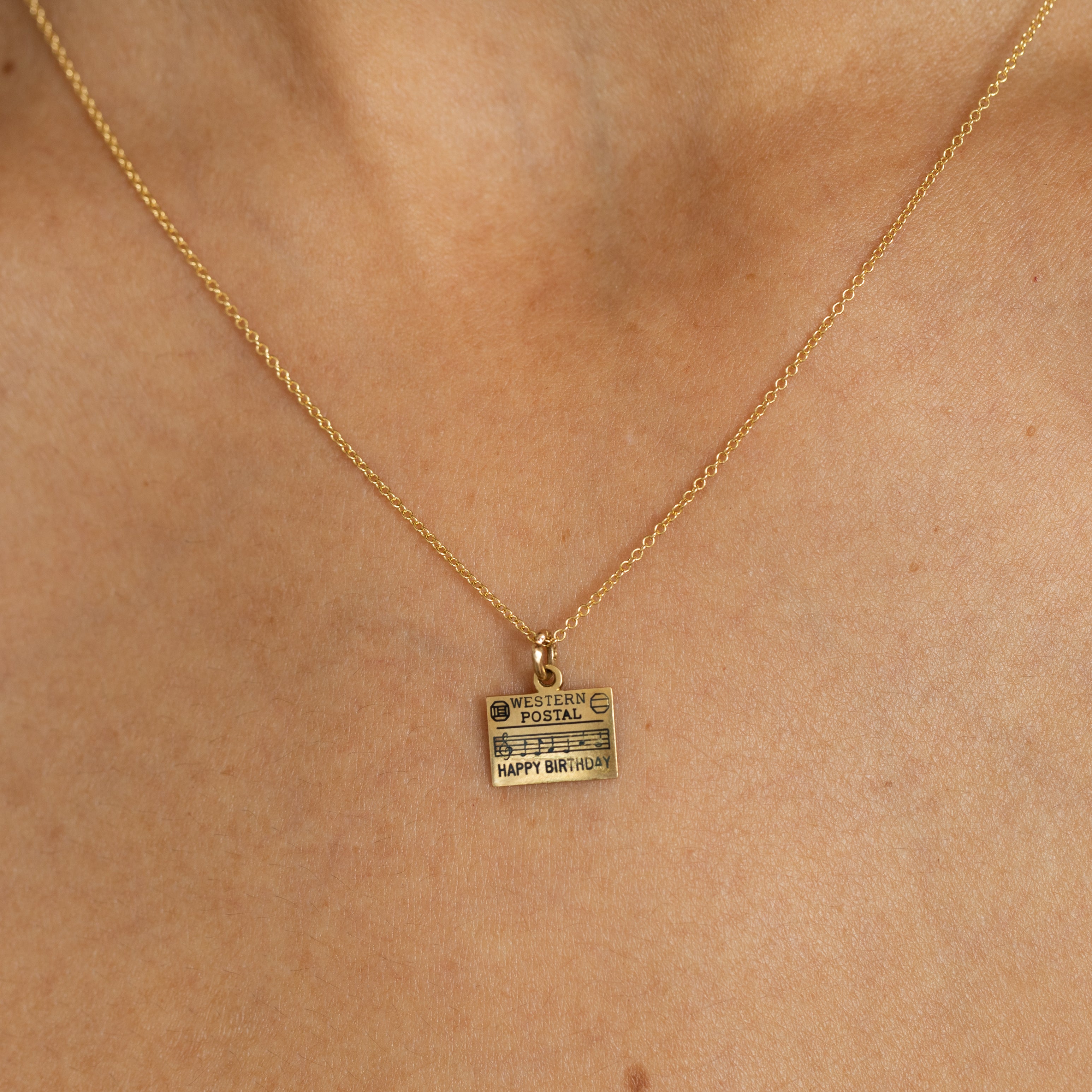 "Happy Birthday" 14k Gold And Enamel Telegram Charm