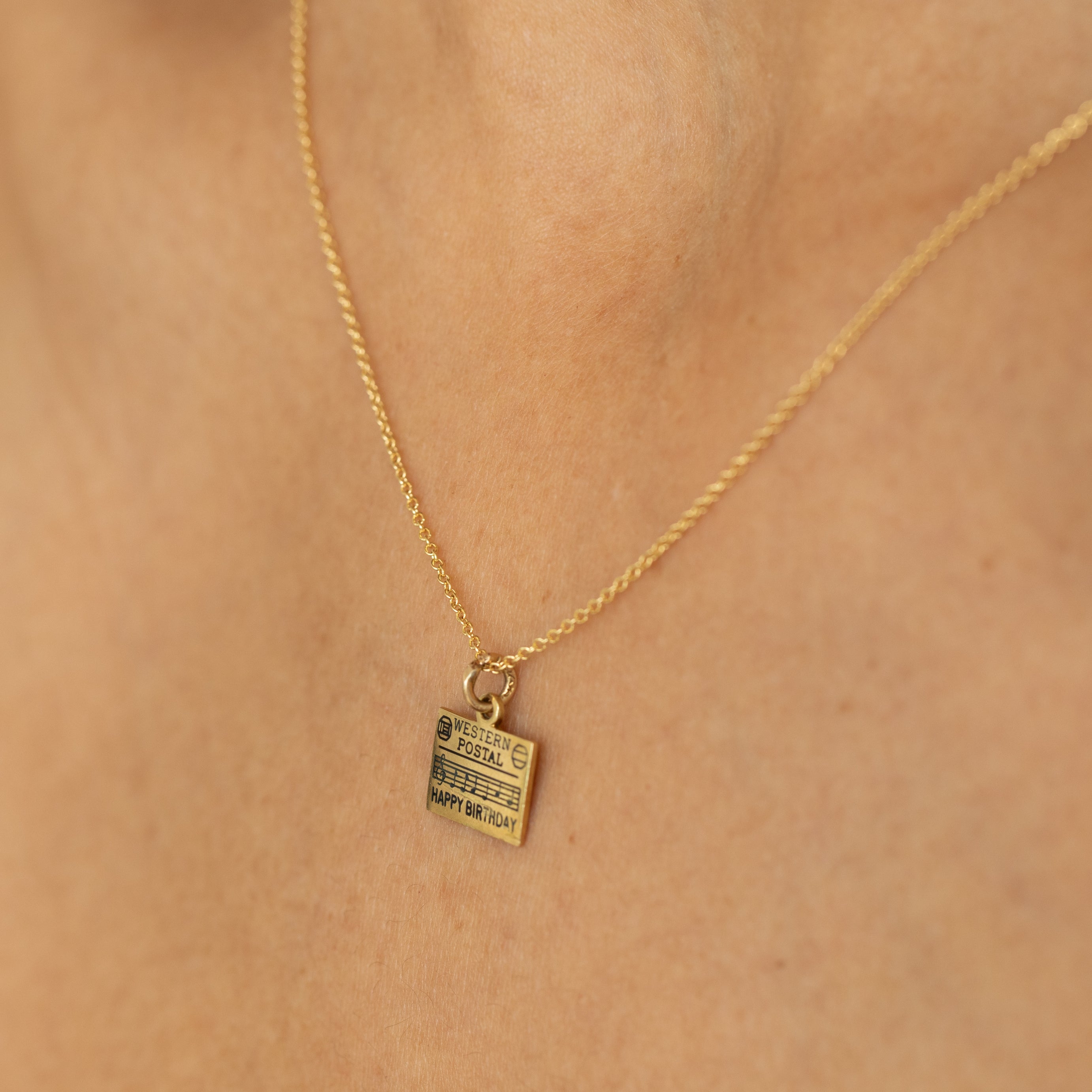 "Happy Birthday" 14k Gold And Enamel Telegram Charm