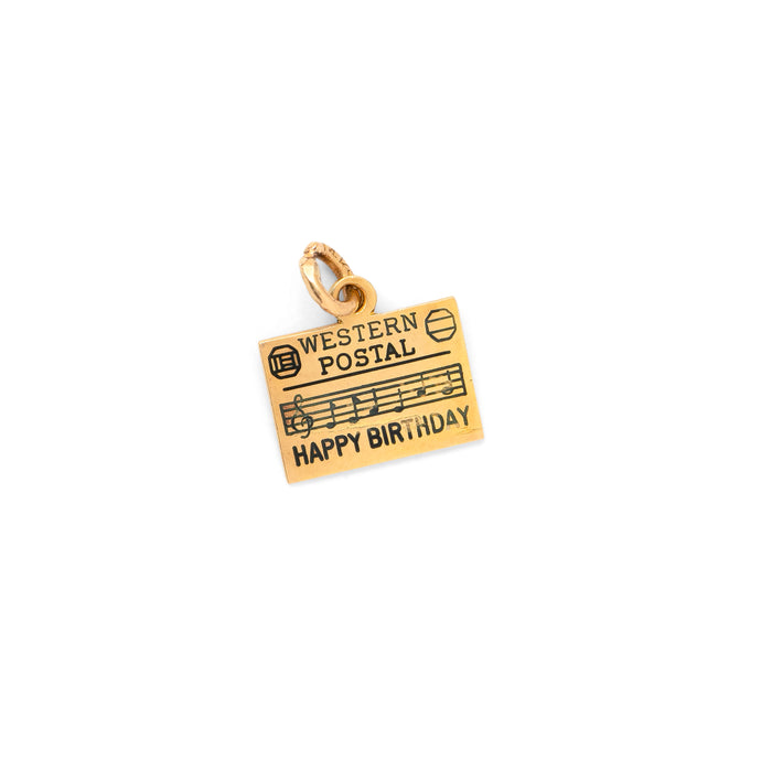 "Happy Birthday" 14k Gold And Enamel Telegram Charm