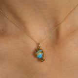 Enamel and 14k Yellow Gold Globe Charm