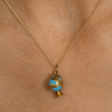 Enamel and 14k Yellow Gold Globe Charm