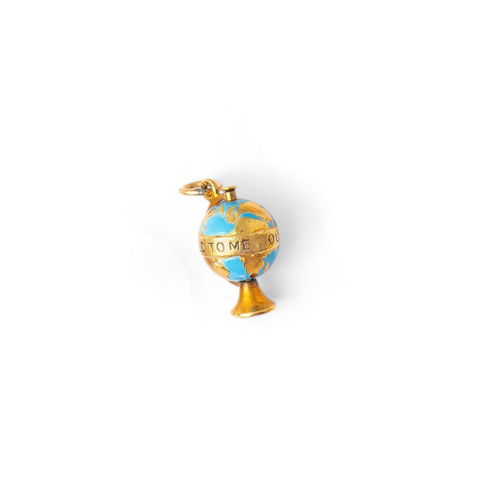 Enamel and 14k Yellow Gold Globe Charm