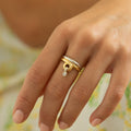 Movable Diamond And 18k Bi-Color Gold Modernist Ring