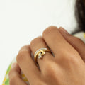Movable Diamond And 18k Bi-Color Gold Modernist Ring