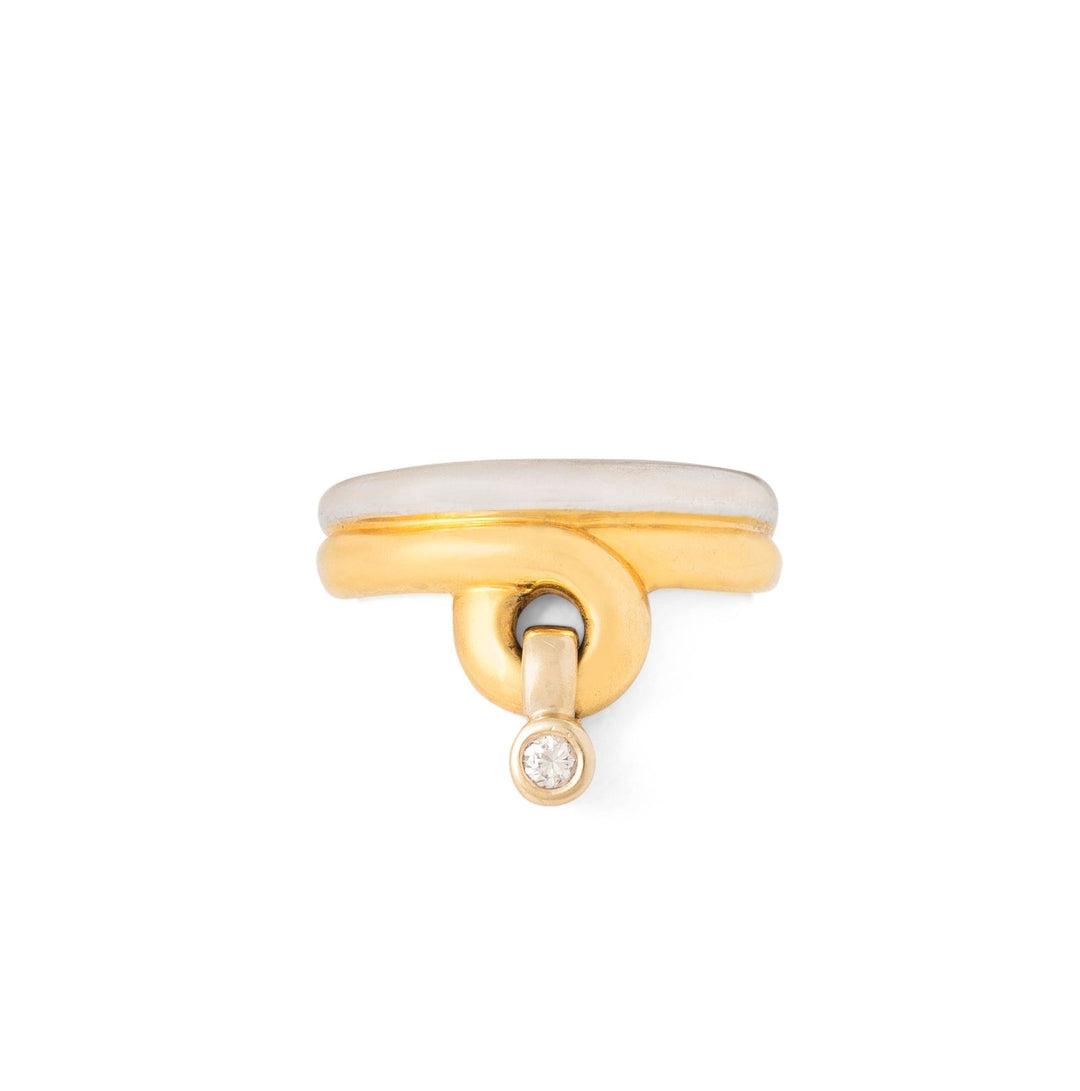 Movable Diamond And 18k Bi-Color Gold Modernist Ring