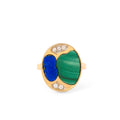 Malachite, Lapis, Diamond, And 14k Yellow Gold Diamond