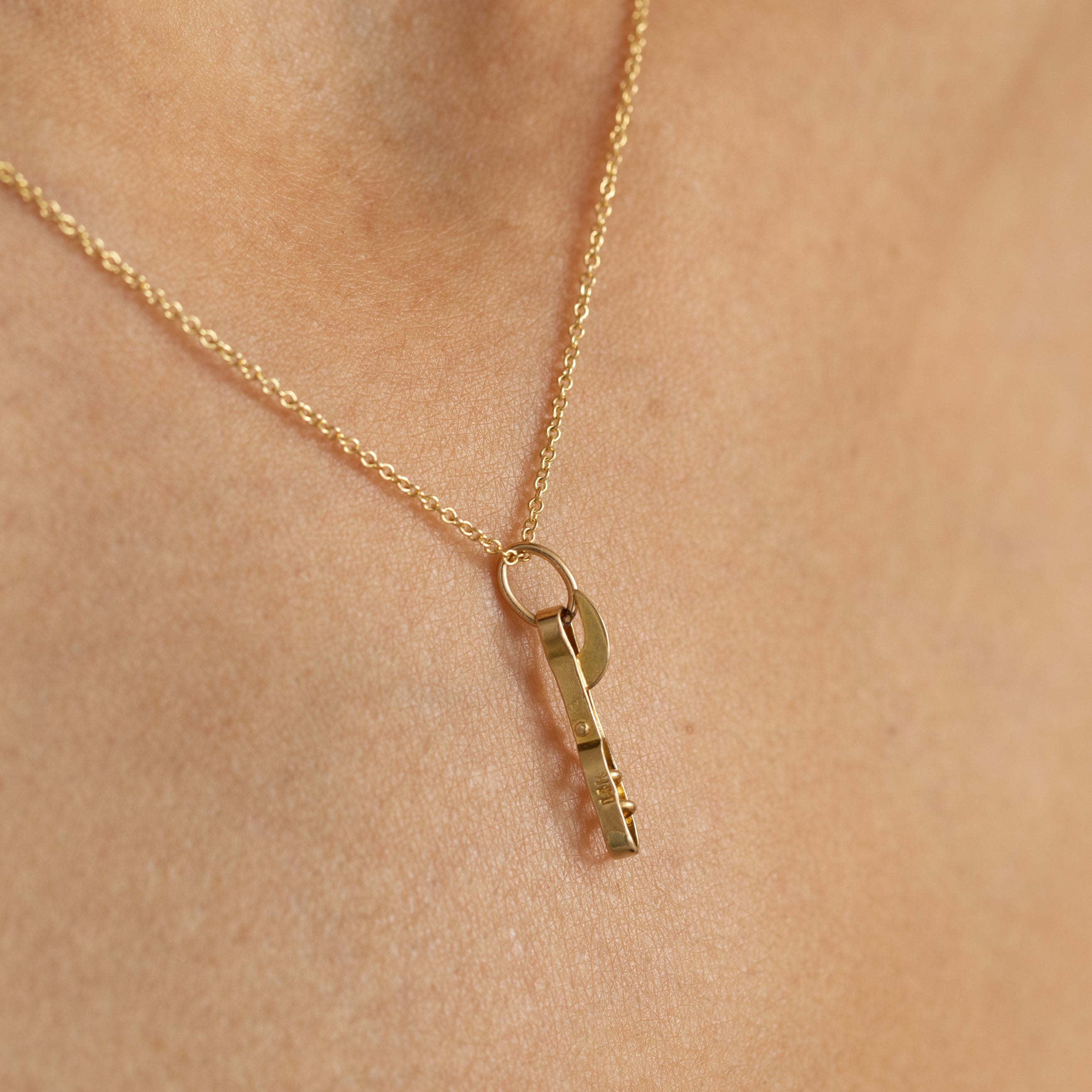 Movable 14K Gold Corkscrew Charm