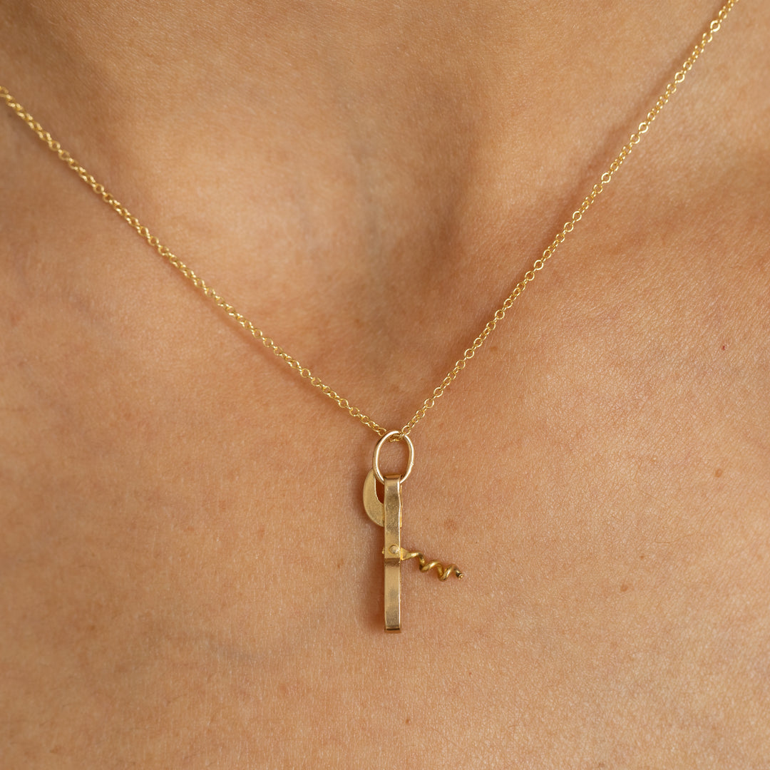 Movable 14K Gold Corkscrew Charm